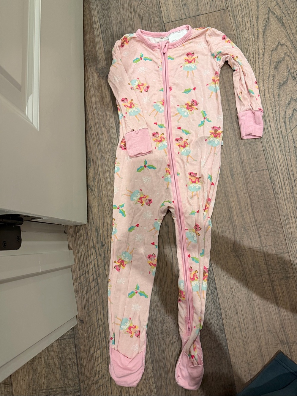 Posh Peanut Pink Fairy-Print Zip Footed One-Piece